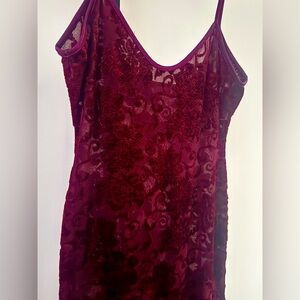 Vintage Velvet Mesh Burnout Maxi Slip Dress